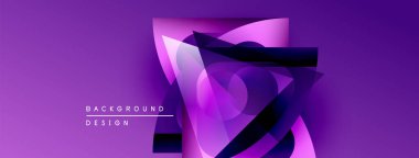 Soyut mor tasarım katmanlı geometrik şekiller içerir. Gradyan renkler dinamik görsel efekt yaratır. Sunumlar ve web siteleri için modern arkaplan.