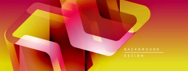 Soyut geometrik şekiller örtüşür, canlı kırmızı ve sarı renkler yaratır. Arkaplan ve sunumlar için modern tasarım ögesi.