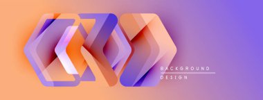 Soyut geometrik şekiller örtüşür, canlı bir değişim etkisi yaratır. Turuncu, mor renkler tasarımda baskın. Modern, şık arkaplan.