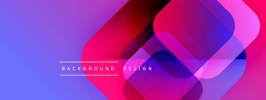 Soyut, enerjik bir arkaplan. Üst üste binen şekiller dinamik görsel efekt yaratır. Değişken renkler pürüzsüz, mor kırmızıya dönüşür..