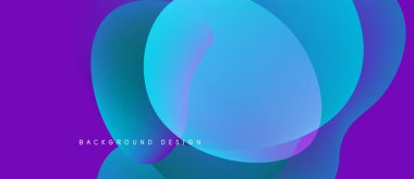 Soyut sıvı şekilleri mor, mavi renkleri harmanlıyor. Modern tasarım, hareket, derinlik ve görsel ilgiyi çağrıştırıyor. Arkaplan gradyan etkisi.