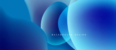 Soyut mavi eğimler çakışıyor ve pürüzsüz akışkan şekiller oluşturuyor. Modern tasarım sakin ve akışkan enerjiyi çağrıştırıyor. Arkaplan özellikleri ince metin.