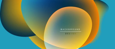 Soyut renkli şekiller çakışıyor. Gradyan renkler dinamik görsel efekt yaratır. Metin arka plan tasarımı okur. Modern estetik.