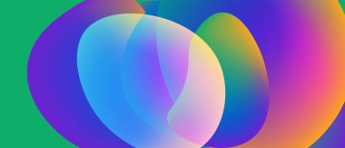 Soyut renkli çakışan daireler canlı görsel efektler yaratır. Yumuşak gradyanlar renkleri karıştırır, dinamik bileşim oluşturur.