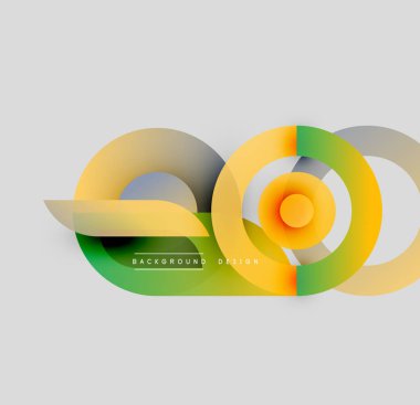 Soyut geometrik şekiller çakışıyor. Sarı, yeşil renkler tasarımda baskın. Minimalist tarz, modern estetik, temiz kompozisyon.