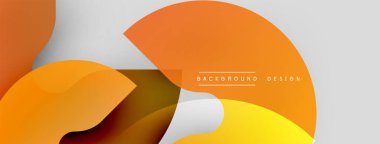 Soyut şekiller örtüşür, dinamik turuncu gradyan etki yaratır. Minimalist tasarım, özgeçmiş ve sunumlar için uygun. Modern estetik.