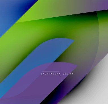 Soyut gradyanlar çakışıyor, dinamik görsel akış yaratıyor. Renkler yeşil, mavi, mor, grileşen modern arkaplan tasarımı. Yumuşak geçişler kompozisyona hakim..