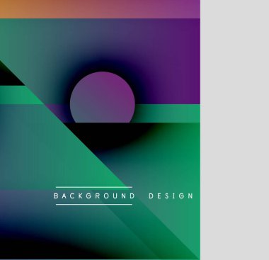 Soyut geometrik bileşim. Canlı gradyanlar harmanlanır, dinamik şekiller yaratır. Modern tasarım derinliği, dengeyi, görsel ilgiyi çağrıştırıyor.