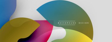 Soyut renkli şekiller örtüşür ve dinamik bir arkaplan oluşturur. Modern tasarım öğeleri akıcılık ve yenilik önerir.