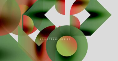 Soyut geometrik şekiller çakışıyor. Renkler yeşil, kırmızı, beyaz. Modern tasarım dinamik görsel doku yaratır. Arkaplan özellikleri metin.