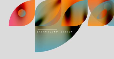 Soyut renkli şekiller çakışıyor. Modern tasarım eğimleri, kıvrımları, pürüzsüz geçişleri içerir. Minimalist tarz, temiz estetik..