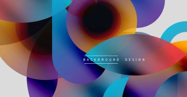 Soyut renkli daireler çakışıyor, dinamik görsel efekt yaratıyor. Modern tasarım elementleri yaratıcılığı ve enerjiyi önerir.