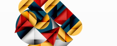 Soyut geometrik şekiller, canlı renkler, dinamik bileşim. Modern tasarım, temiz çizgiler, kalın zıtlıklar görsel ilgi yaratır.