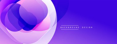 Soyut mor tasarım, üst üste binen daireler, gradyanlar. Sancaklar ve arka planlar için modern estetik. Mevcut en küçük metin.
