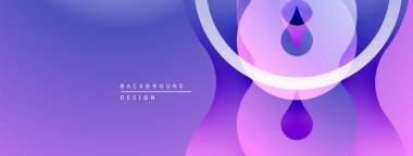 Soyut mor tasarım. Üst üste binen daireler akıcı şekiller yaratıyor, modern estetik. Yumuşak gradyanlar, minimalist stil.