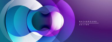 Soyut katmanlar dinamik bileşim yaratır. Mavi, mor renkler harmanlanarak modern görsel deneyimi oluşturur. Gradyan etkisi derinlik ekler.