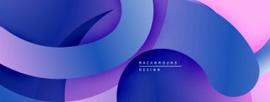 Soyut sıvı şekiller, canlı renklerin karışımı. Gradyan tasarım modern estetik yaratır. Düz eğriler, dinamik bileşim.