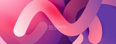 Soyut akan kurdeleler, canlı pembeler, morlar modern arka plan tasarımı yaratır. Yumuşak eğimler, katmanlı şekiller görsel cazibe sunar.
