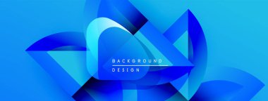 Soyut mavi tasarım üst üste binen şekiller, gradyanlar. Metin elemanları ve dinamik bileşimi olan modern arkaplan.