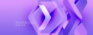 Mor gradyan arkaplan özellikleri üst üste binen kareler, modern soyut tasarım yaratıyor. Metin arkaplan tasarımı okur.