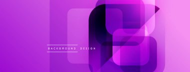 Soyut mor dizayn, üst üste binen dikdörtgenler. Gradyan gölgeler dinamik görsel efekt yaratır. Çeşitli projeler için modern arkaplan.