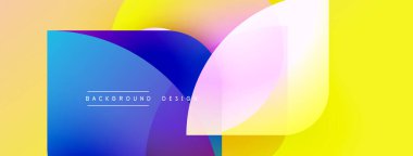 Soyut renkli arkaplan. Üst üste binen şekiller dinamik görsel efekt yaratır. Gradyan renkler düzgün bir şekilde harmanlanarak modern estetik sunuyor..