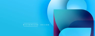 Soyut mavi arkaplan özellikleri üst üste binen şekiller, gradyanlar. Modern tasarım elementleri dinamik görsel efekt yaratır. Yumuşak geçişler, canlı renkler.