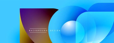 Soyut canlı tasarım, üst üste binen daireler, gradyanlar. Mavi, mor renkler kompozisyona hakim. Metin arkaplan tasarımı okur.