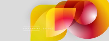 Soyut geometrik şekiller çakışıyor. Canlı sarı, turuncu, kırmızı renkler dinamik kompozisyon oluşturur. Arka planlar için modern tasarım ögesi.
