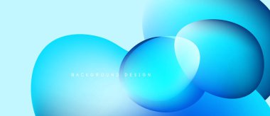 Soyut mavi şekiller örtüşüyor ve dinamik bir değişim etkisi yaratıyor. Işık arkaplanı görsel derinliği ve modern tasarım ögesini arttırır.