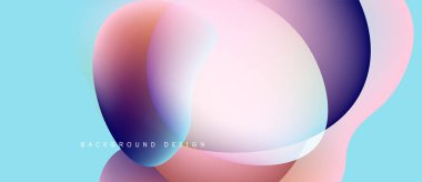 Soyut sıvı şekilleri örtüşür ve canlı renk değişimleri yaratır. Yumuşak maviler, pembeler, mor renkler pürüzsüz bir şekilde harmanlanır. Modern tasarım ögesi.