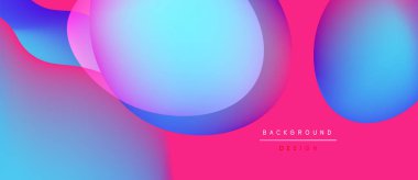 Soyut sıvı şekilleri canlı mavileri, pembeleri harmanlıyor. Gradyan renkler dinamik görsel efekt yaratır. Arka planlar için modern tasarım ögesi.