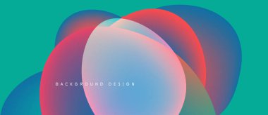 Soyut renkli şekiller çakışıyor. Canlı renkler karışıyor, pürüzsüz gradyanlar yaratıyor. Modern tasarım akıcılığı, enerjiyi, görsel ilgiyi çağrıştırıyor.