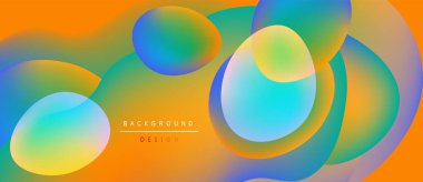 Soyut renkli şekiller çakışıyor. Canlı gradyanlar dinamik görsel efekt yaratır. Arkaplan ve sunumlar için uygun modern tasarım.