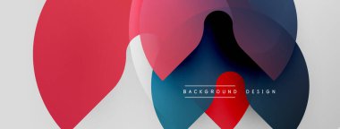 Soyut renkli örtüşen şekiller modern tasarım yaratır. Gradyan renkler harmanlanır ve dinamik görsel kompozisyon oluşturur. Minimalist metin mevcut.