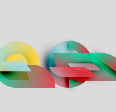 Soyut şekiller örtüşür, canlı renk karışımları yaratır. Yumuşak eğimler derinliği, modern tasarım estetiği akla getiriyor. Minimalist kompozisyon, temiz arkaplan.