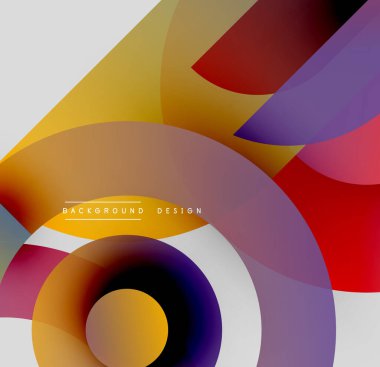 Soyut renkli şekiller çakışıyor. Dinamik bileşim modern görsel etki yaratır. Gradyan renkler düzgün bir şekilde harmanlanarak canlı estetik sunar..