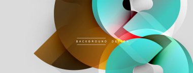 Soyut şekiller örtüşür, dinamik görsel etki yaratır. Renkler arasında turkuaz, kahverengi, beyaz, turuncu. Arka planlar için modern tasarım ögesi.