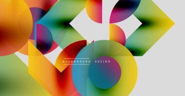 Soyut renkli şekiller çakışıyor. Canlı gradyanlar dinamik görsel efekt yaratır. Modern tasarım ögeleri cesur kompozisyon sunar.