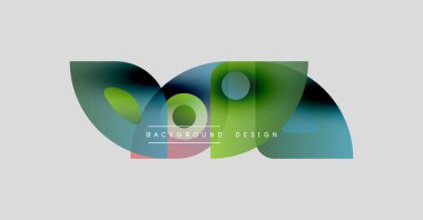 Soyut renkli şekiller çakışıyor. Modern tasarım elementleri dinamik görsel etki yaratır. Arkaplanda metin arkaplan tasarımı.