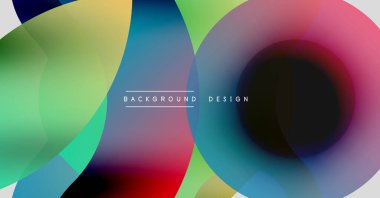 Soyut renkli çakışan daireler dinamik görsel efekt yaratır. Modern tasarım, gradyanlar, pürüzsüz geçişler mevcut.