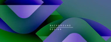 Soyut gradyanlar çakışıyor, dinamik görsel etki yaratıyor. Renkler, mor, yeşil, mavi şekilli modern arka plan tasarımı. Yumuşak geçişler kompozisyona hakim..