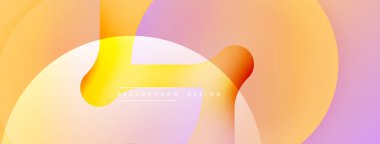 Soyut sıvı şekiller, sıcak renk paleti. Gradyan arka plan modern görsel efekt yaratır. Yumuşak kıvrımlar, katmanlı tasarım.