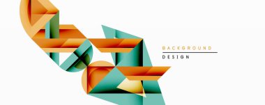 Soyut geometrik şekiller örtüşür, dinamik bileşim yaratır. Turuncu, deniz mavisi renkleri dizaynın hakimi. Minimalist tarz, modern estetik, temiz çizgiler görsel ilgi sunar.