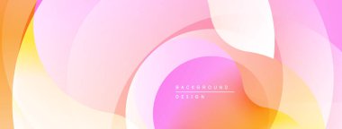 Soyut arkaplan yumuşak eğimlere ve üst üste binen dairelere sahiptir. Pembe, turuncu renkler modern estetik yaratıyor. Minimalist tasarım, pürüzsüz geçişler.