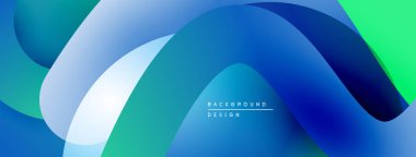 Soyut sıvı şekilleri, mavi, yeşil gradyanlar. Modern tasarım öğesi, düz eğriler, dinamik kompozisyon. Arkaplan dokusu, canlı renkler.