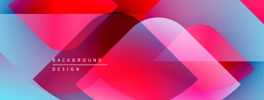Soyut geometrik arkaplan. Üst üste binen şekiller canlı renk eğimleri, modern tasarım elementleri yaratır. Metin arkaplan tasarımı okur.