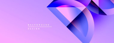 Soyut gradyanlar dinamik şekiller oluştururlar. Mor, mavi renkler tasarımda baskın. Minimum metin arka plan kavramını gösterir. Modern estetik.