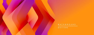 Soyut geometrik şekiller örtüşüyor, canlı turuncu ve pembe renkler yaratıyor. Modern tasarım dinamik hareket, görsel ilgi.