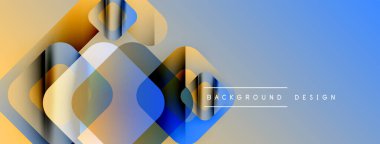 Soyut geometrik şekiller çakışıyor. Mavi, altın, bej renkleri modern tasarım yaratır. Minimalist estetik, temiz çizgiler görsel ahenk sunar.